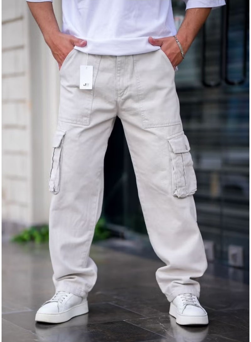 Cool Tarz Cool Style Men's Cargo Pocket Baggy Pants Gray Color - Image 1
